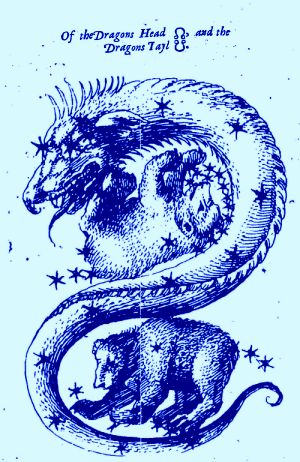 The Dragon of the Lunar Nodes with hexagrams from Agrippa